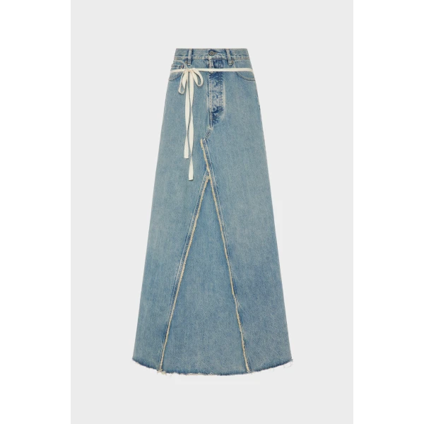 Maison Margiela Denim Maxi Skirt in Light Blue | Denim Skirts | Luxury Shoes 