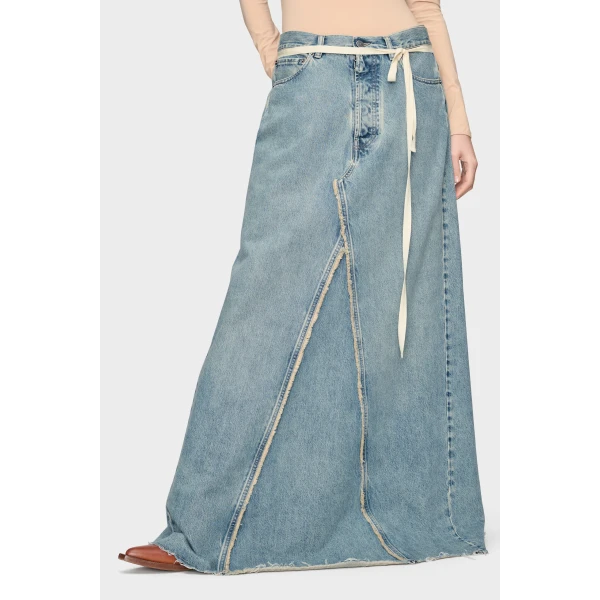 Maison Margiela Denim Maxi Skirt in Light Blue | Denim Skirts | Luxury Shoes 