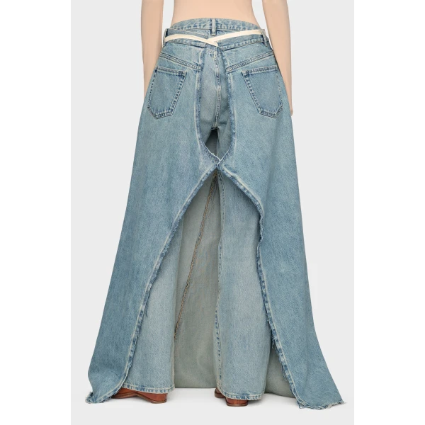 Maison Margiela Denim Maxi Skirt in Light Blue | Denim Skirts | Luxury Shoes 
