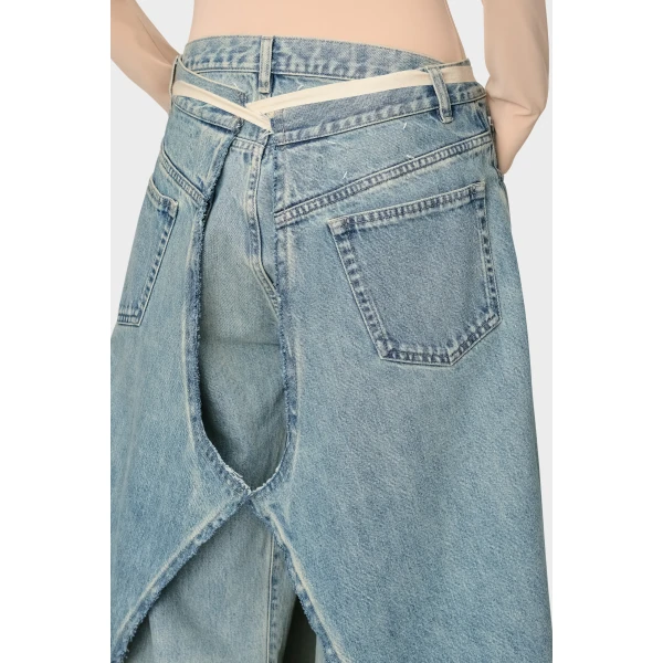 Maison Margiela Denim Maxi Skirt in Light Blue | Denim Skirts | Luxury Shoes 