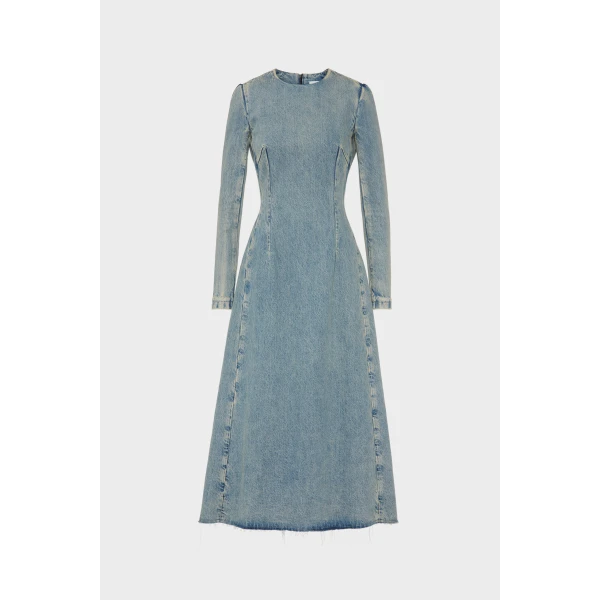 Maison Margiela Denim Midi Dress in Light Blue | Midi Dresses | Luxury Shoes 
