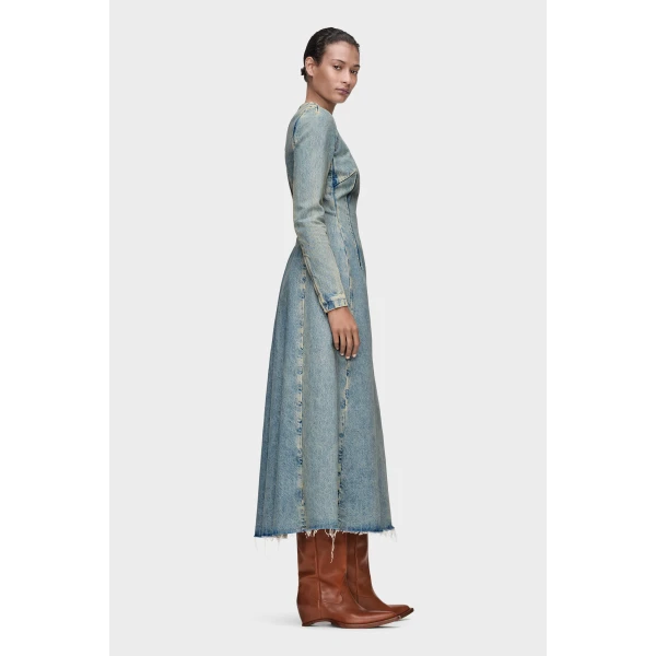 Maison Margiela Denim Midi Dress in Light Blue | Midi Dresses | Luxury Shoes 