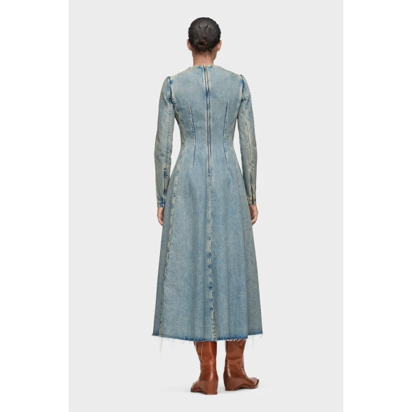 Maison Margiela Denim Midi Dress in Light Blue | Midi Dresses | Luxury Shoes 