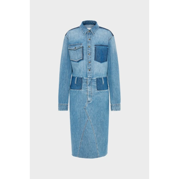 Maison Margiela Denim Midi Shirt Dress in Blue Jeans | Midi Dresses | Luxury Shoes 