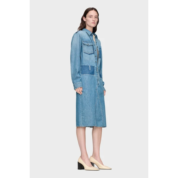 Maison Margiela Denim Midi Shirt Dress in Blue Jeans | Midi Dresses | Luxury Shoes 