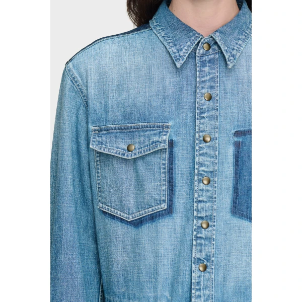 Maison Margiela Denim Midi Shirt Dress in Blue Jeans | Midi Dresses | Luxury Shoes 