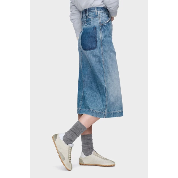 Maison Margiela Denim Midi Skirt in Vintage Medium Blue | Denim Skirts | Luxury Shoes 