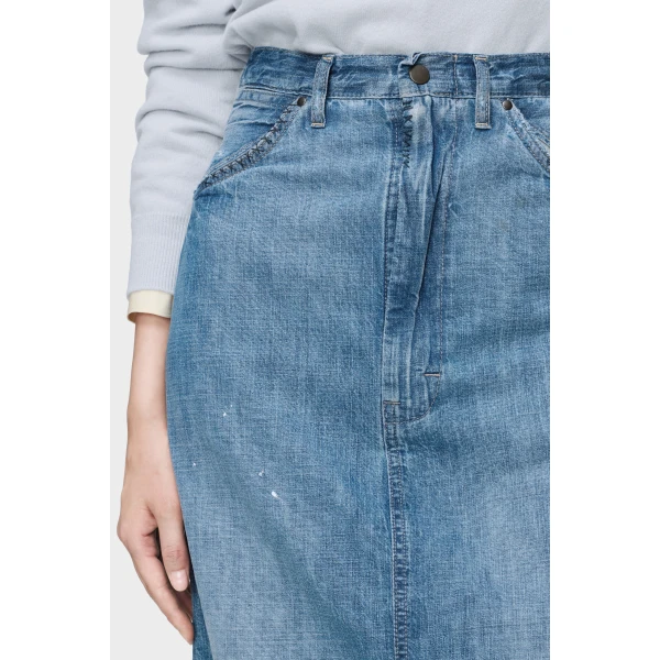 Maison Margiela Denim Midi Skirt in Vintage Medium Blue | Denim Skirts | Luxury Shoes 