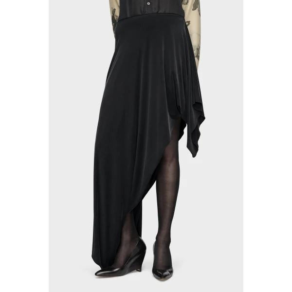 Maison Margiela Draped Long Skirt in Black | Maxi Skirts | Luxury Shoes 