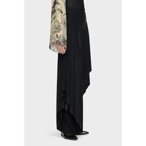 Maison Margiela Draped Long Skirt in Black | Maxi Skirts | Luxury Shoes 