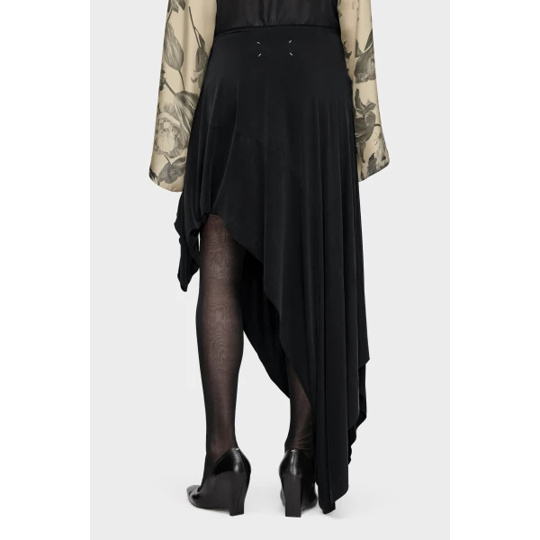 Maison Margiela Draped Long Skirt in Black | Maxi Skirts | Luxury Shoes 