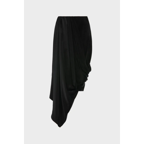 Maison Margiela Draped Midi Skirt in Black | Midi Skirts | Luxury Shoes 