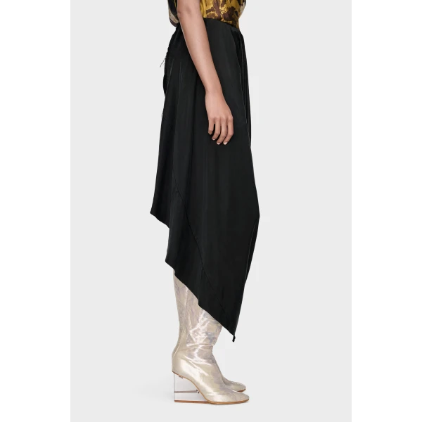 Maison Margiela Draped Midi Skirt in Black | Midi Skirts | Luxury Shoes 