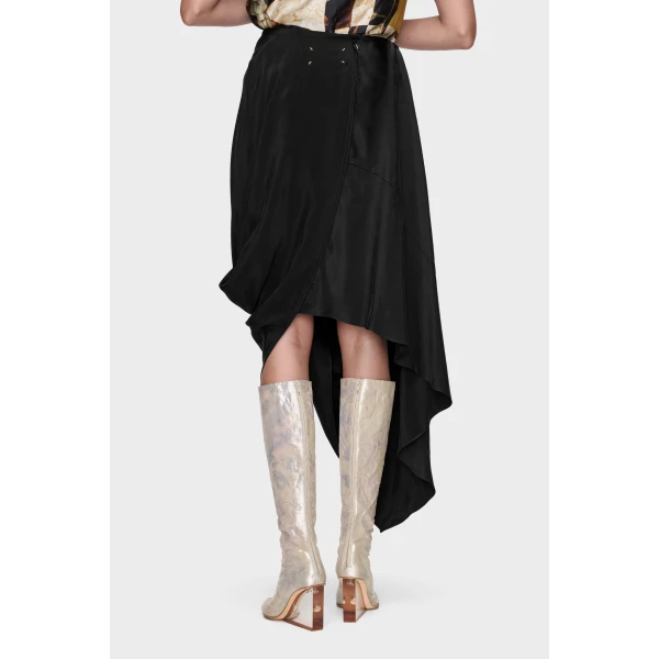 Maison Margiela Draped Midi Skirt in Black | Midi Skirts | Luxury Shoes 