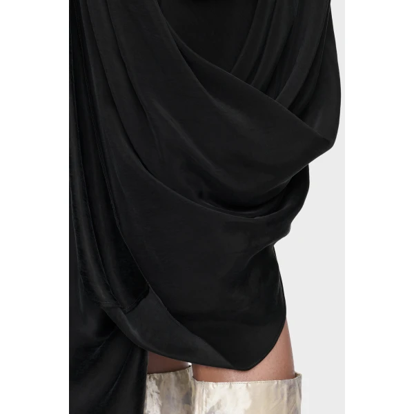 Maison Margiela Draped Midi Skirt in Black | Midi Skirts | Luxury Shoes 