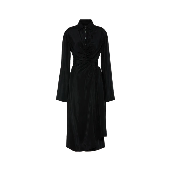 Maison Margiela Draped Shirt Dress in Black | Luxury Shoes 