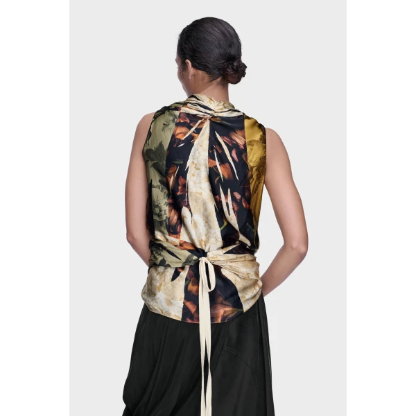 Maison Margiela Draped Silk Top in Ivory | Sleeveless | Luxury Shoes 