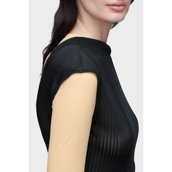 Maison Margiela Fitted Knit Top in Navy Blue | Sweaters | Luxury Shoes 