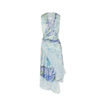 Maison Margiela Floral Drape Wrap Dress in Light Blue | Luxury Shoes 