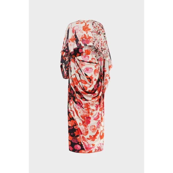 Maison Margiela Floral Draped Dress in Red | Maxi Dresses | Luxury Shoes 