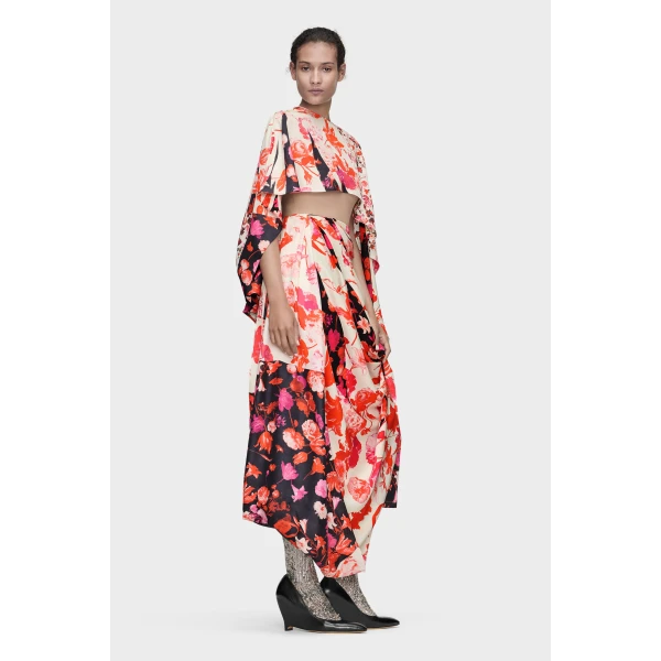 Maison Margiela Floral Draped Dress in Red | Maxi Dresses | Luxury Shoes 