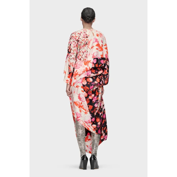 Maison Margiela Floral Draped Dress in Red | Maxi Dresses | Luxury Shoes 