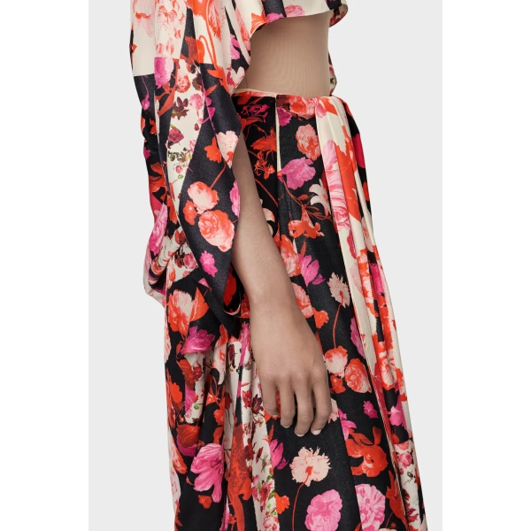Maison Margiela Floral Draped Dress in Red | Maxi Dresses | Luxury Shoes 