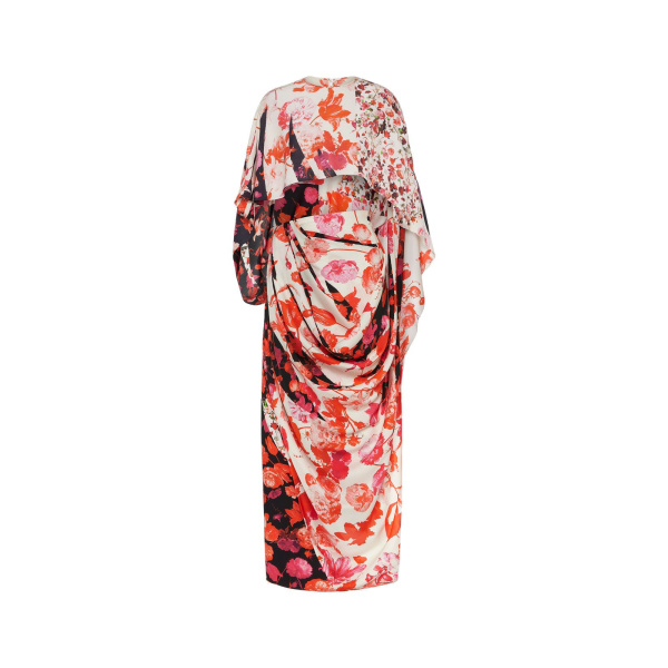 Maison Margiela Floral Draped Dress in Red | Luxury Shoes 