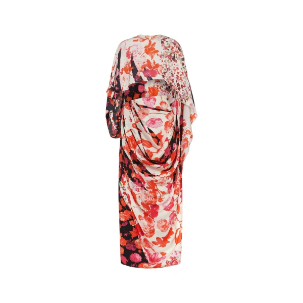 Maison Margiela Floral Draped Dress in Red | Luxury Shoes 