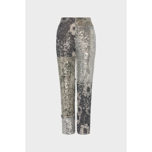 Maison Margiela Floral Sequin Patchwork Trousers in Multicolour | Pants | Luxury Shoes 