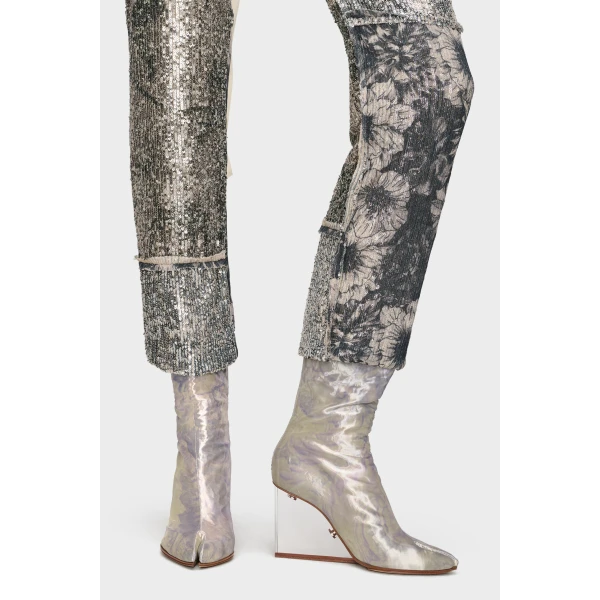Maison Margiela Floral Sequin Patchwork Trousers in Multicolour | Pants | Luxury Shoes 