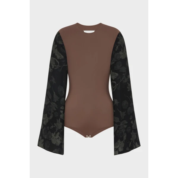 Maison Margiela Floral Sleeve Top in Brown | Tops | Luxury Shoes 