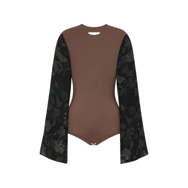 Floral Sleeve Top in Brown