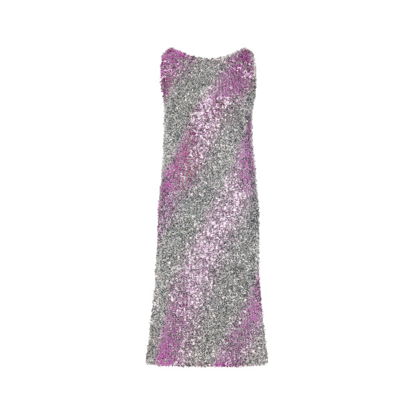 Maison Margiela Foil Knit Midi Dress in Silver | Luxury Shoes 
