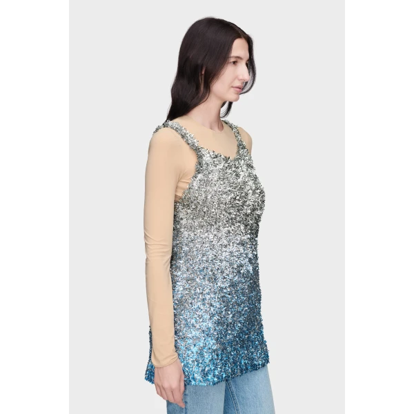 Maison Margiela Foil Knit Top in Silver | Sleeveless | Luxury Shoes 