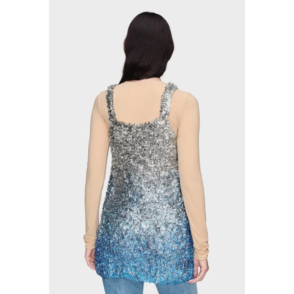 Maison Margiela Foil Knit Top in Silver | Sleeveless | Luxury Shoes 