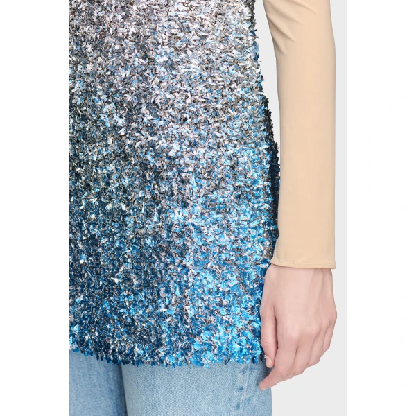 Maison Margiela Foil Knit Top in Silver | Sleeveless | Luxury Shoes 
