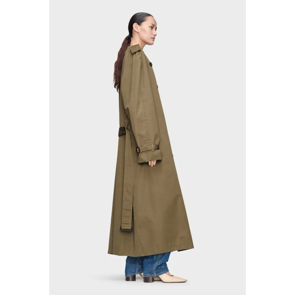 Maison Margiela Folded Collar Cotton Trench Coat in Military Green | Trench Coat | Luxury Shoes 