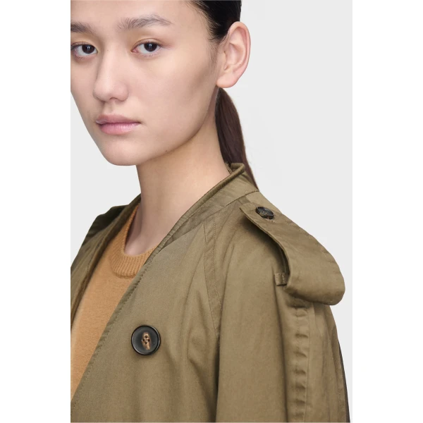 Maison Margiela Folded Collar Cotton Trench Coat in Military Green | Trench Coat | Luxury Shoes 