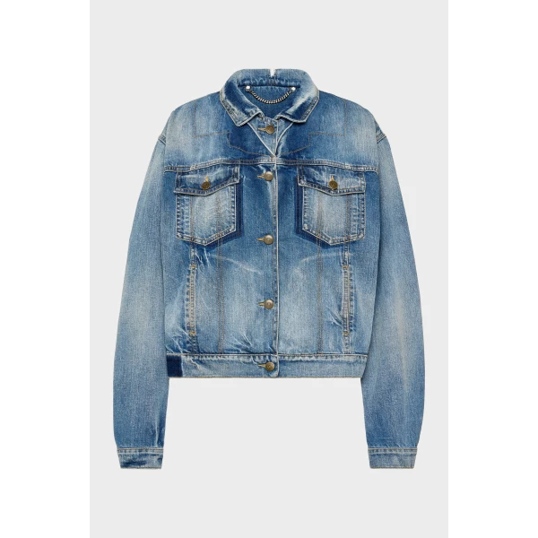 Maison Margiela Folded Collar Denim Jacket in Blue Jeans | Denim | Luxury Shoes 