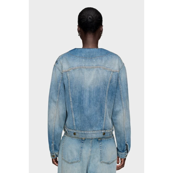 Maison Margiela Folded Collar Denim Jacket in Blue Jeans | Denim | Luxury Shoes 