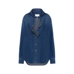 Maison Margiela Folded Collar Denim Shirt in Blue | Luxury Shoes 