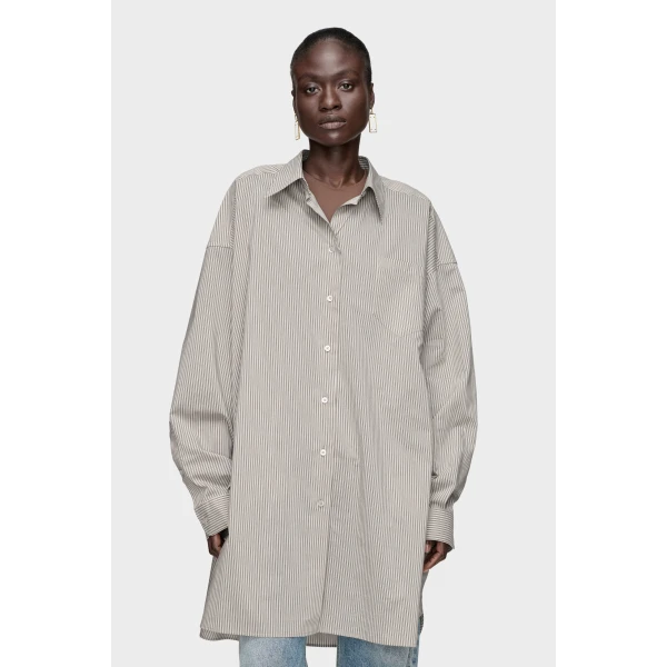 Maison Margiela Folded Collar Shirt in Light Grey | Shirts | Luxury Shoes 