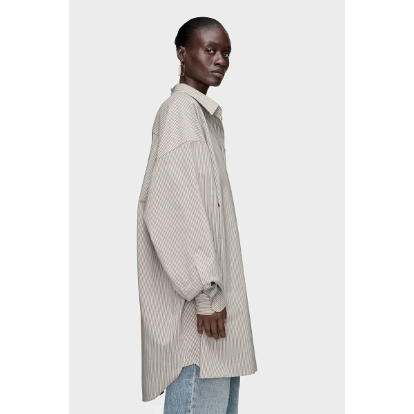 Maison Margiela Folded Collar Shirt in Light Grey | Shirts | Luxury Shoes 