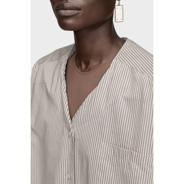 Maison Margiela Folded Collar Shirt in Light Grey | Shirts | Luxury Shoes 