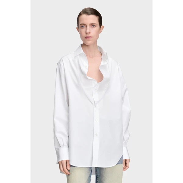 Maison Margiela Folded Collar Shirt in White | Shirts | Luxury Shoes 