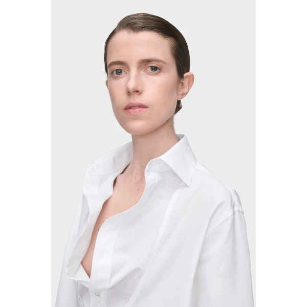 Maison Margiela Folded Collar Shirt in White | Shirts | Luxury Shoes 
