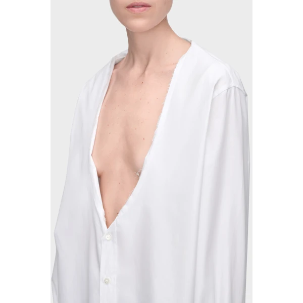 Maison Margiela Folded Collar Shirt in White | Shirts | Luxury Shoes 