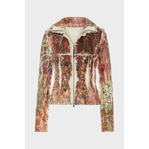 Maison Margiela Fragmented Floral Zip-Up Jacket in Multicolour | Cardigan | Luxury Shoes 