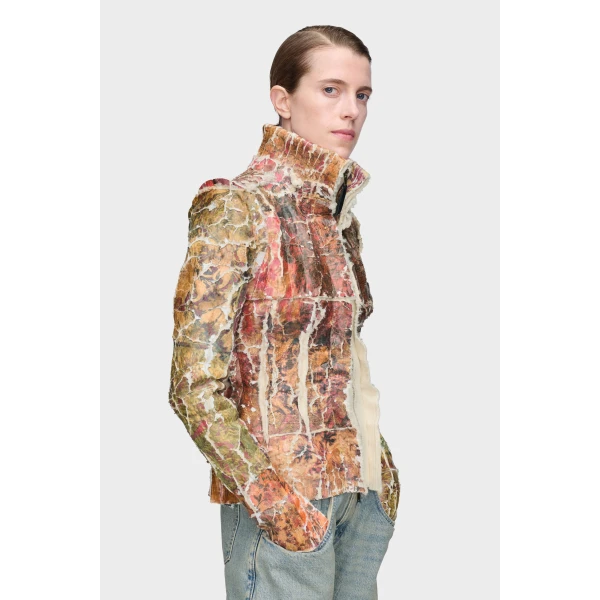 Maison Margiela Fragmented Floral Zip-Up Jacket in Multicolour | Cardigan | Luxury Shoes 